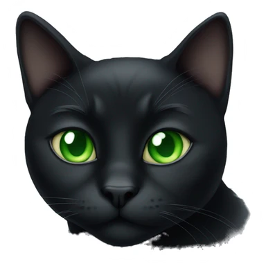 Fat black cat with green eyes  sticker