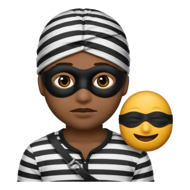 A theif robber emoji,Stripped shirt,eye mask, black head. sticker