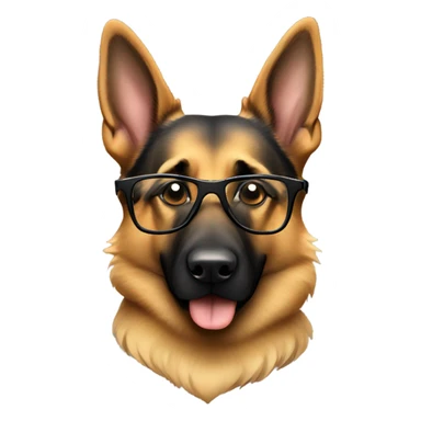 German shepherd with glasses on sticker