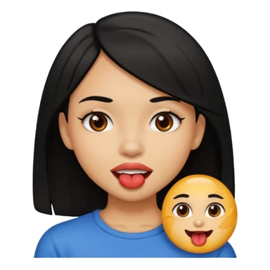 Brown light skin girl straight black hair biting her lips like this 🫦 sticker