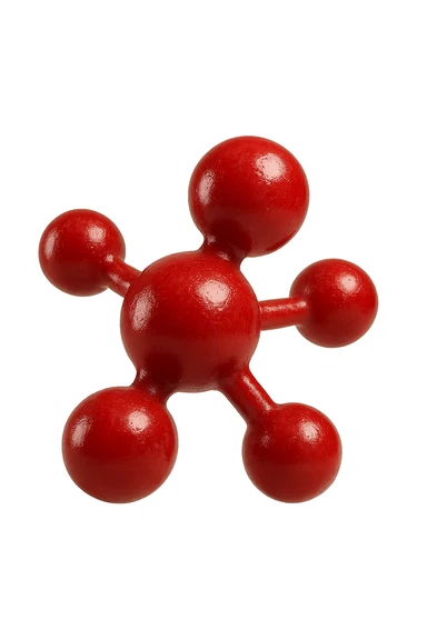 molecola chimica 3d rossa iperrealistica fluttua in aria, 4k sticker