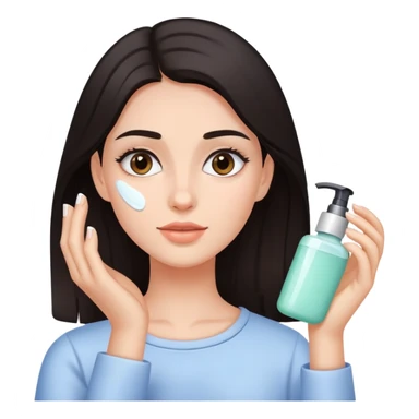 Girl with dark hair doing skincare sticker