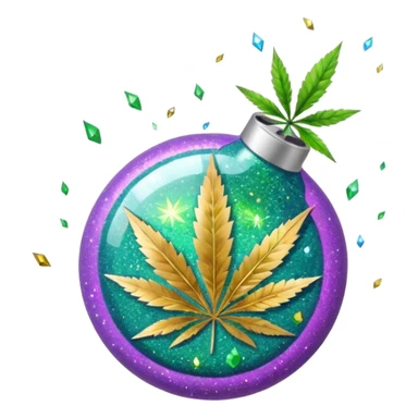 multicolor glitter bomb with weed sticker