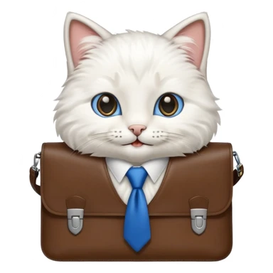 happy cat with a blue tie and briefcase sticker