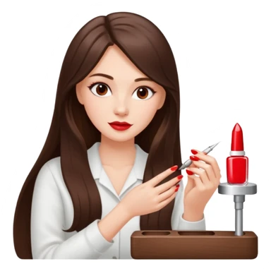 White girl with long brunette hair girl getting her nails done sticker