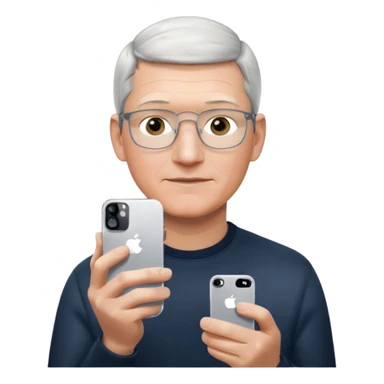Tim Cook wiyh iphoine into his hands sticker