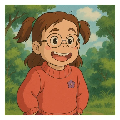 Mei Mei from Turning Red in Ghibli style illustration sticker