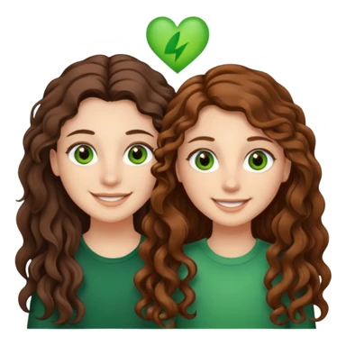 Two besties: 1: long straight brown hair, green eyes 2: long curly brown hair, brown eyes sticker