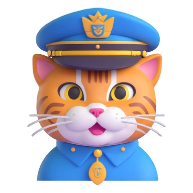 smirking cat wearing a cadet hat sticker