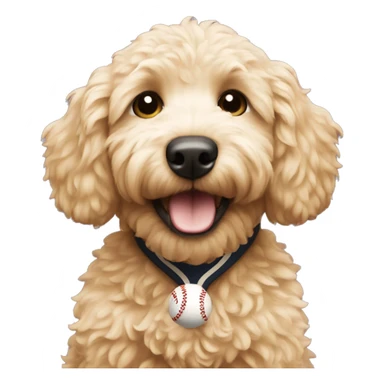 mini golden doodle playing baseball sticker
