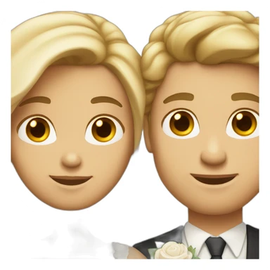 Brown haired tan woman and blond white man getting married sticker
