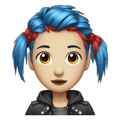 Short blue and red hair punk girl sticker