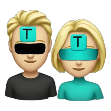 two characters, one after the other, one is a black lowercase letter t and the other is a turquose verical bar sticker