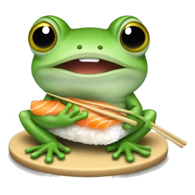 Cute Baby frog eating sushi sticker
