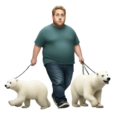Fat jonah hill walking a polar bear on a leash  sticker