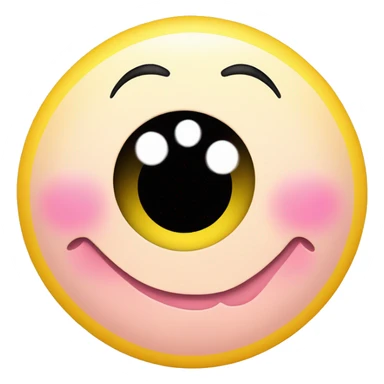 Create a circle regular yellow-faced emoji with large, sparkling eyes and pink blush on the cheeks to convey shyness and affection. The face should have no mouth, symbolizing the hesitation to express feelings no hair , no mouth , no eye brows sticker