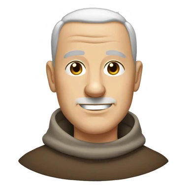 A middle-aged white male friar with a grizzled appearance, buzz cut, no facial hair, and a square jaw. sticker