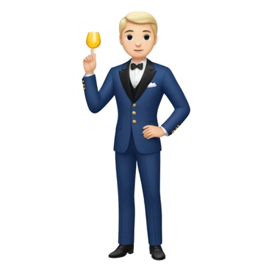 full body classic American aristocrat, slicked hair, confident pose, emoji style sticker