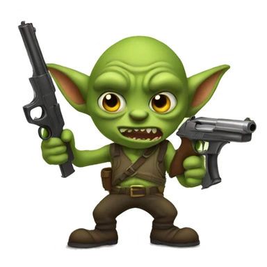 Goblin emoji holding a gun sticker