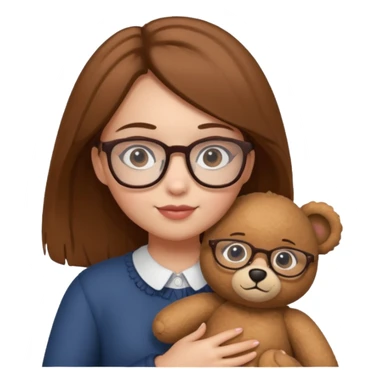  girl with single teddy bear she is wearing glasses bear without glasses  sticker