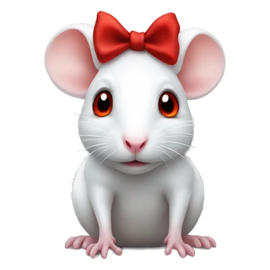 Cute white rat with red eyes wearing a black bow sticker