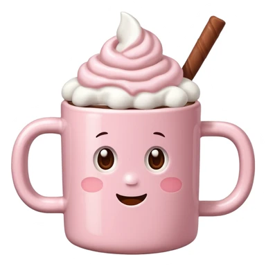 light pink mug with hot chocolate and marshmallows realistic sticker