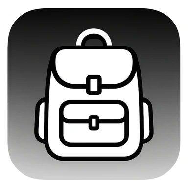 iOS app icon style for folder 'School': square with strongly rounded corners, black and white gradient background, symbol of a school backpack in the center, modern look, no color sticker