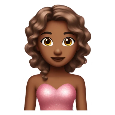 Brown skin fairy with long straight brown hair pink dress pink sparkly eyeshadow and long eyelashes and wings sticker
