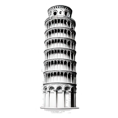 leaning tower of pisa outline black and white text sticker