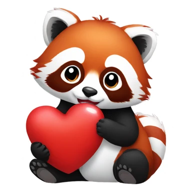 Red panda holding a heart in his hand sticker