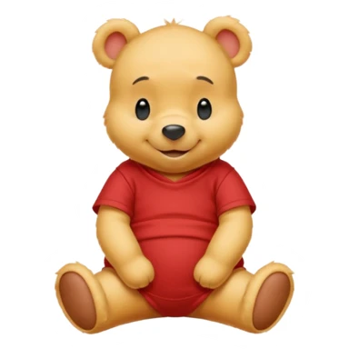 a cute sitting whinne the pooh in a red t shirt sticker