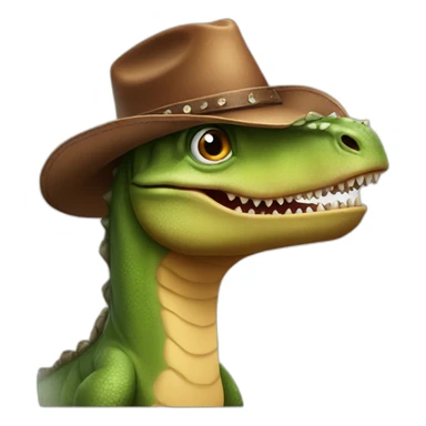 Dinosaur wearing a cowboy hat sticker