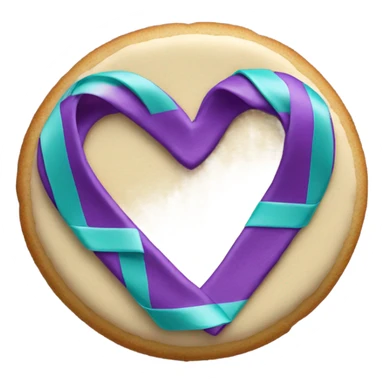 Purple and teal Suicide awareness ribbon on heart cookie sticker