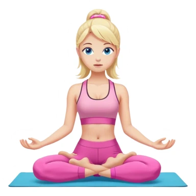Blonde Girl with blue eyes in pink workout clothes doing yoga  sticker