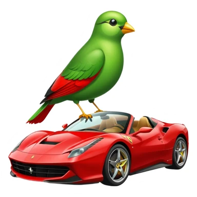 A green bird with ferrari car sticker