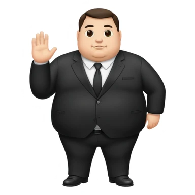 photorealistic full-length fat official in a black suit sticker