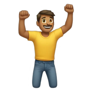 man lifting hig hands up bended elbows sticker