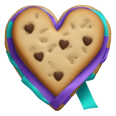 Cookie heart with teal purple awareness ribbon sticker