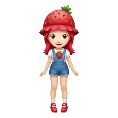 Strawberry shortcake human girl full body and legs with a strawberry hat on her hair without a cake sticker