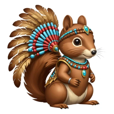 Full Robotic squirrel wearing native American regalia with feathers and beads sticker