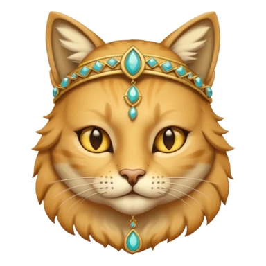 ancient cat with gold jewerly on head, half body sticker