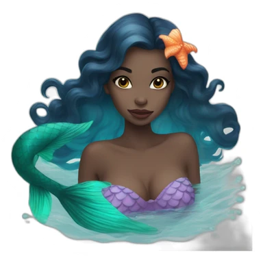 little-mermaid poisson noir girl sticker