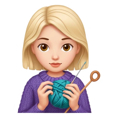 Girl knitting sticker
