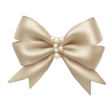 beige silk bow with pearls stud sticker