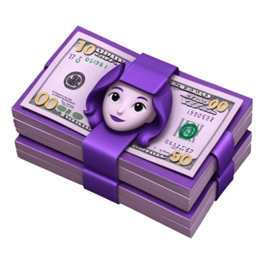 billetes en 3d morado oscuro en png sticker