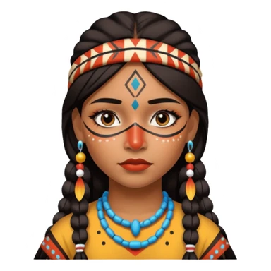 Chica indígena con maquillaje tradicional de indígenas con puntos y rayas sticker