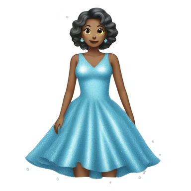 Sparkly pastel blue dress covered in glitter. The dress should be long  sticker