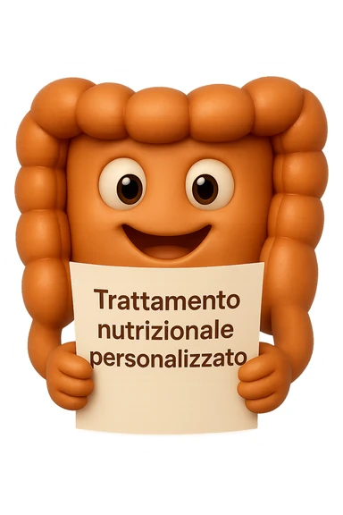 emoji stile iphone di un intestino felice che legge un foglio con la scritta "trattamento nutrizionale personalizzato", non fargli il naso, iperrealistico 4k sticker