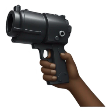 hand holding large scary black water gun sticker