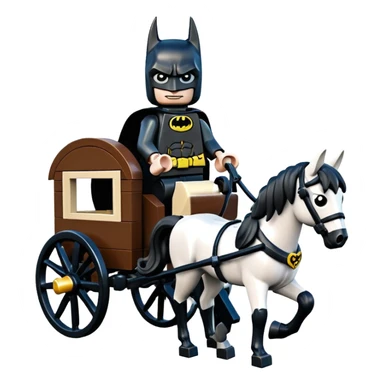  Ultra cute  Lego detailed 1854 Batman and pretty Catgirl driving dream horse drawn Caravan alone at romantic trails in the woods  sticker